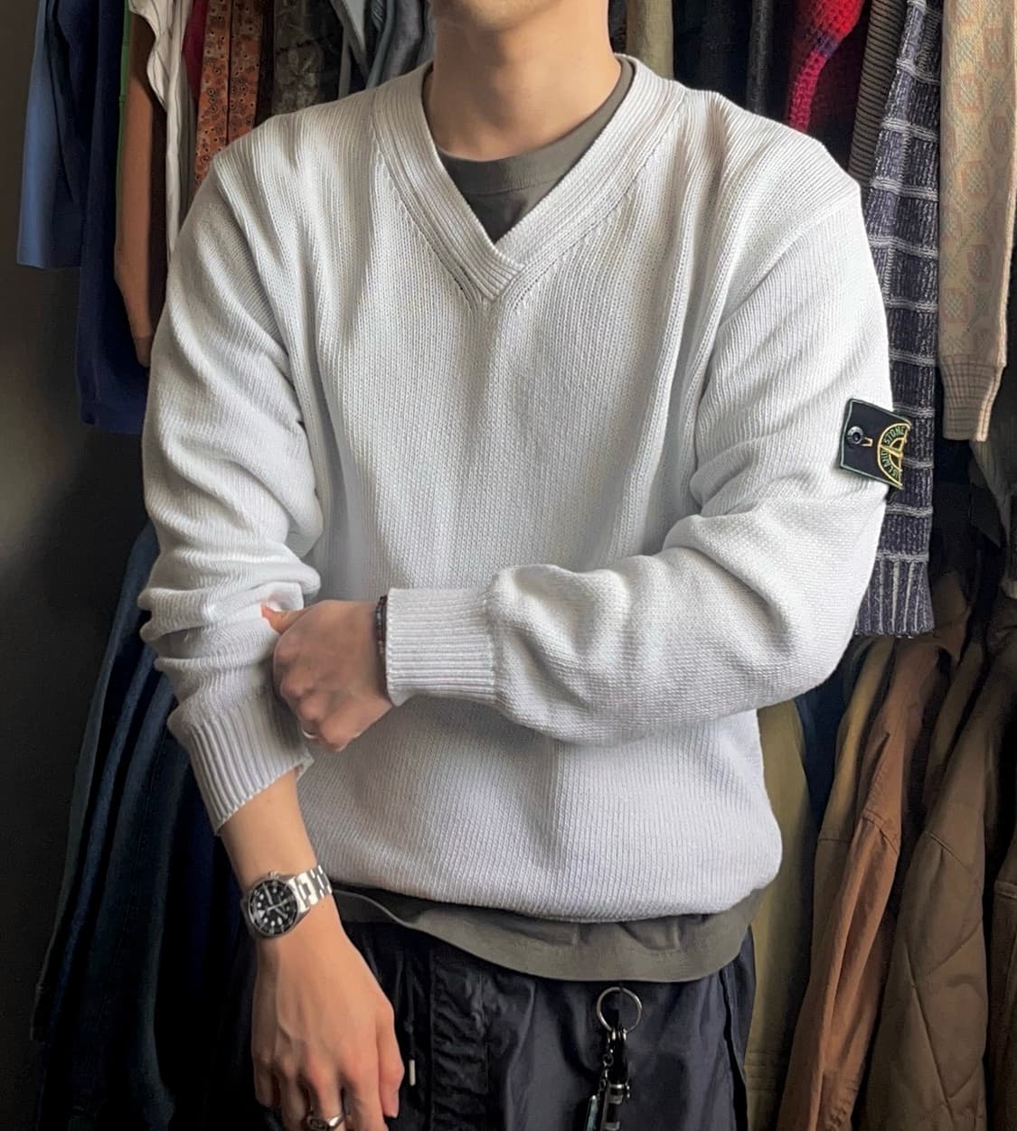 80s 스톤아일랜드 아카이브 브이넥 니트  상품이미지1