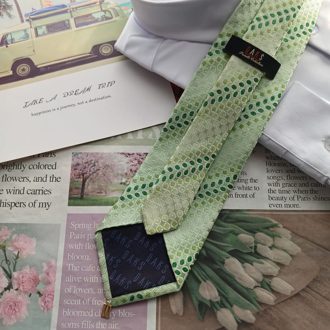 닥스 실크 혼방 민트 패턴 넥타이 8.9cm A+등급 A18655
 상품이미지4