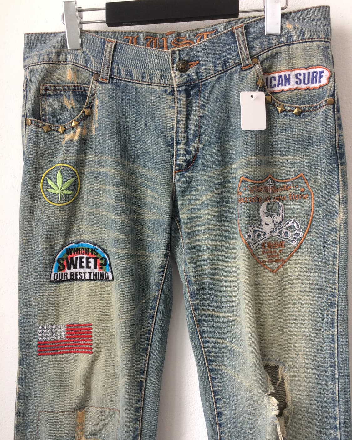 Needle work point damage denim pants 상품이미지4