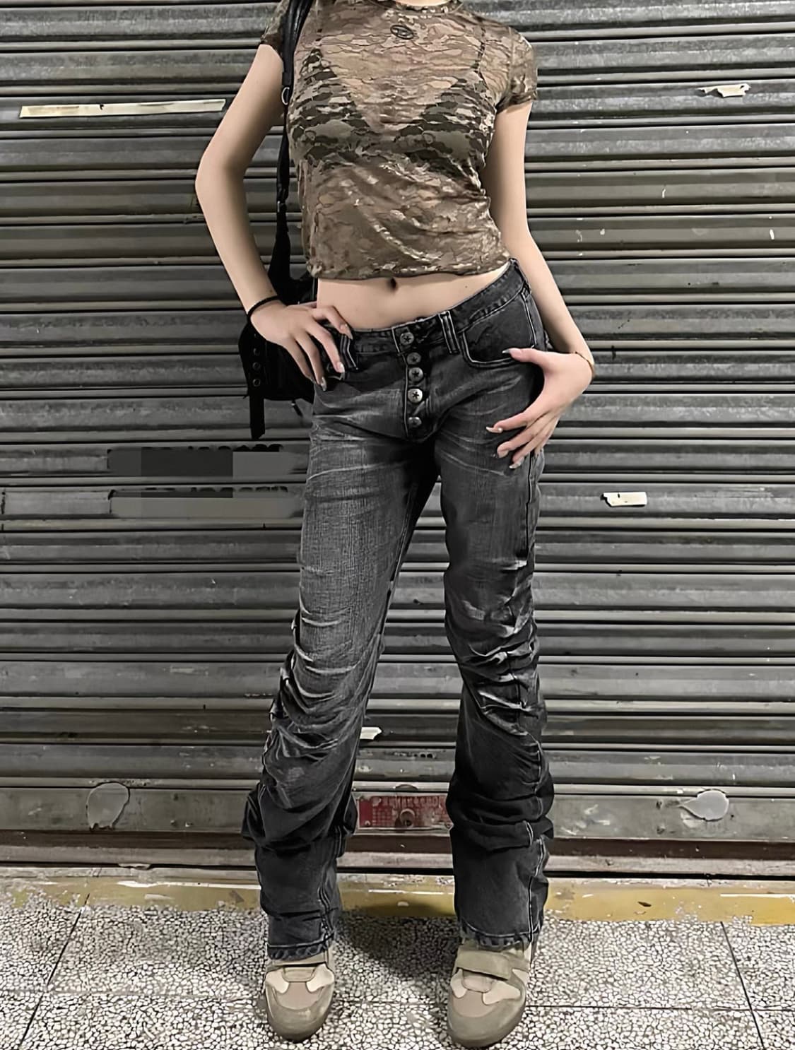 빈티지 흑청 데님팬츠 y2k 상품이미지1