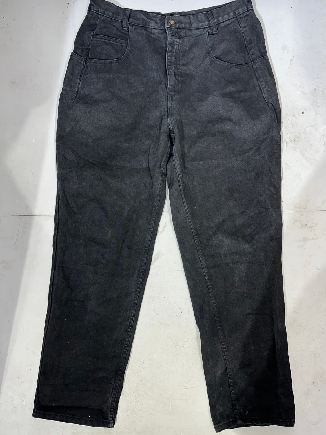 게스 흑청 와이드 커브드 데님 팬츠 청바지  상품이미지4