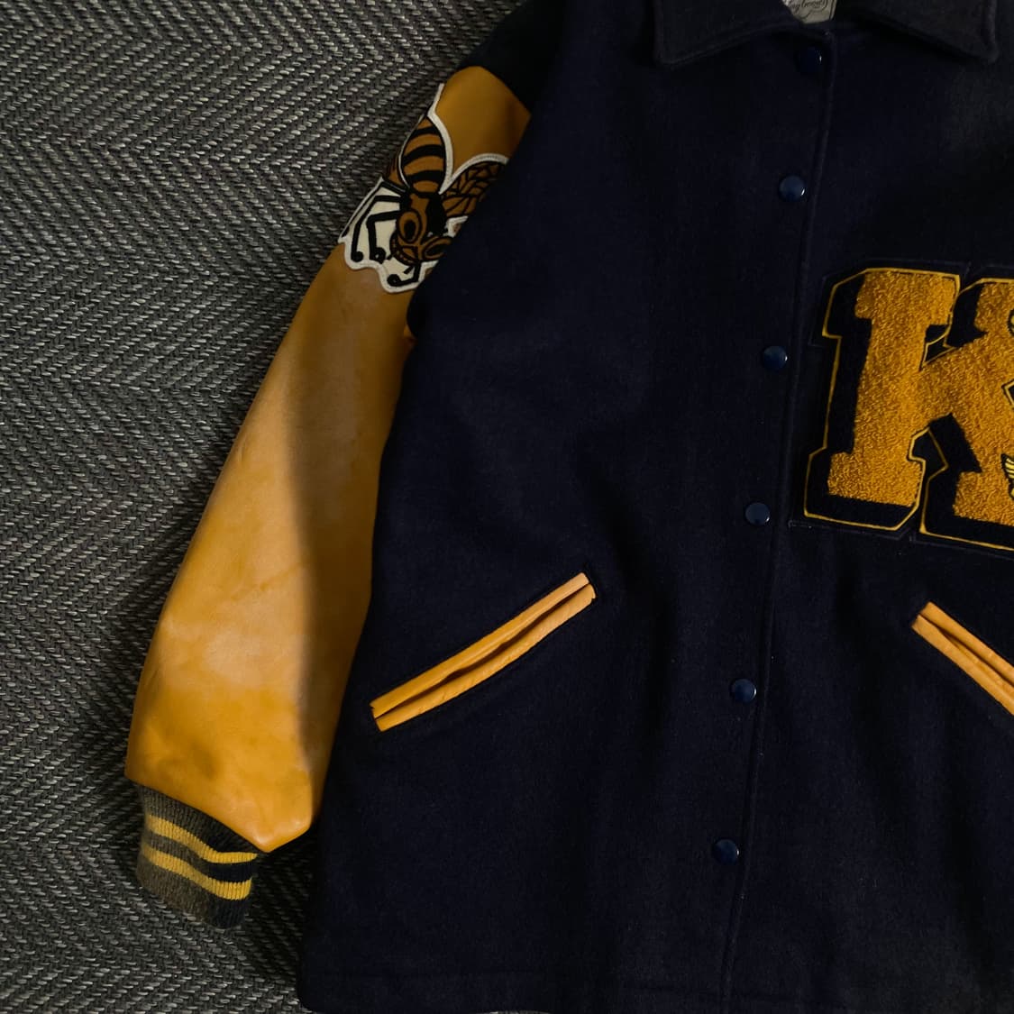 USA 빈티지 박시핏 레더 모직 바시티 자켓o 3222 상품이미지3