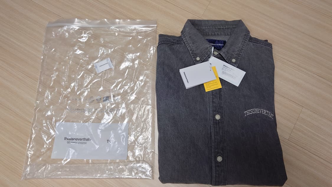 디스이즈네버댓 워시드 데님 셔츠 그레이 L 상품이미지1