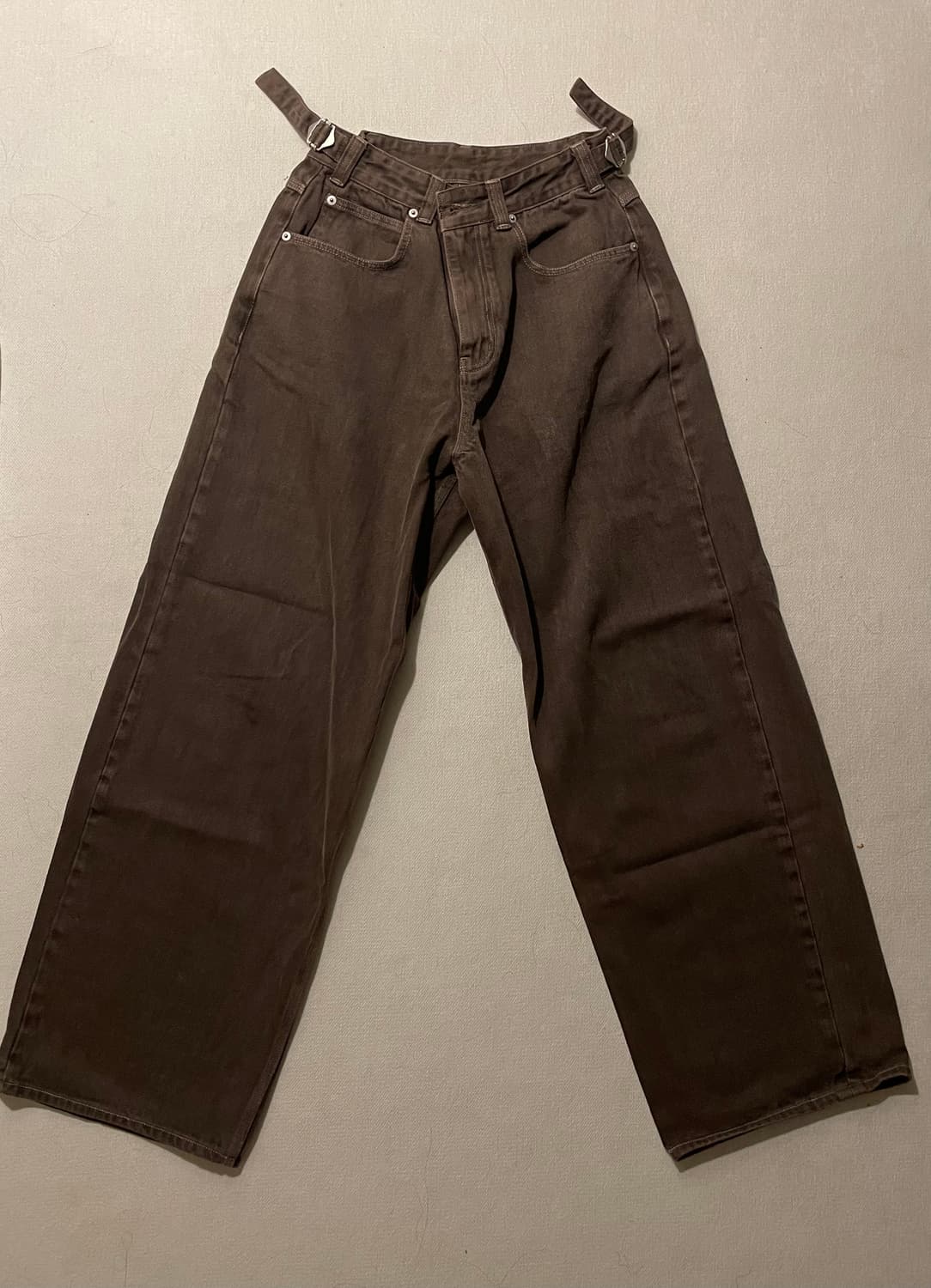 [noun] 노운 다잉 와이드 데님 팬츠 브라운 0사이즈 상품이미지1
