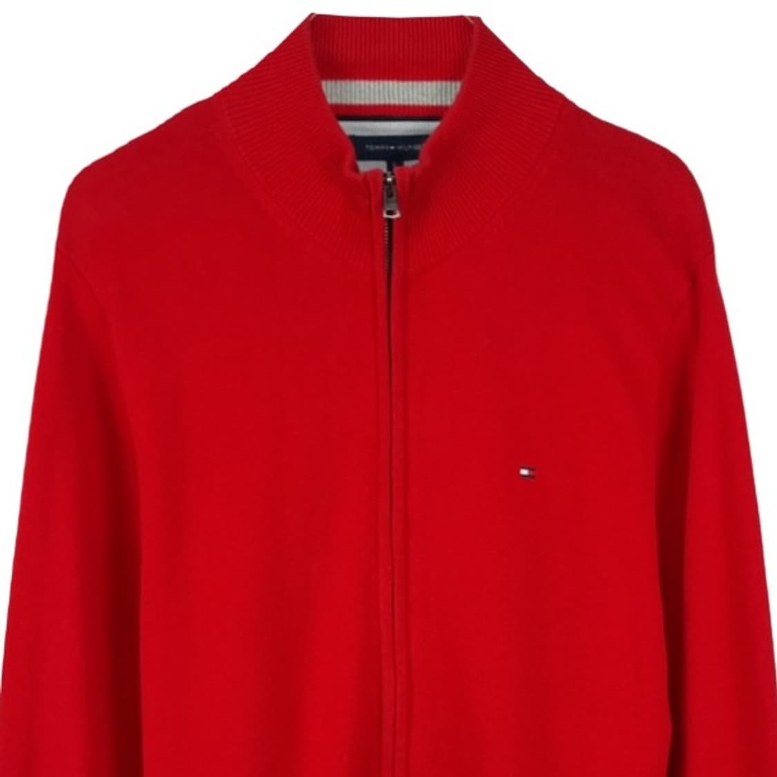 [타미힐피거] 스몰 로고 자수 니트 집업 가디건 레드 M19291 상품이미지4