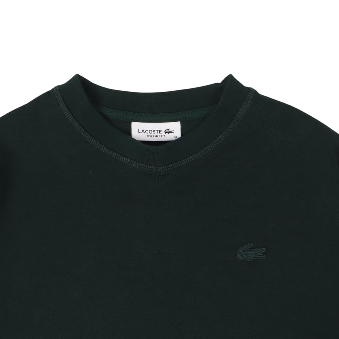 라코스테 우먼스 그린 오버사이즈핏 크롭 맨투맨 상품이미지2