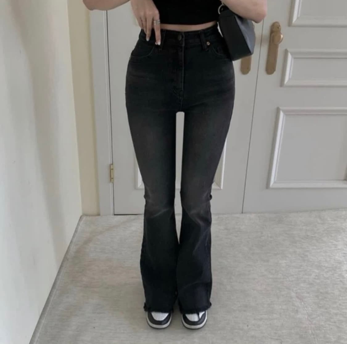 택O 새 상품 모디무드 흑청 부츠컷 팬츠 S 상품이미지1