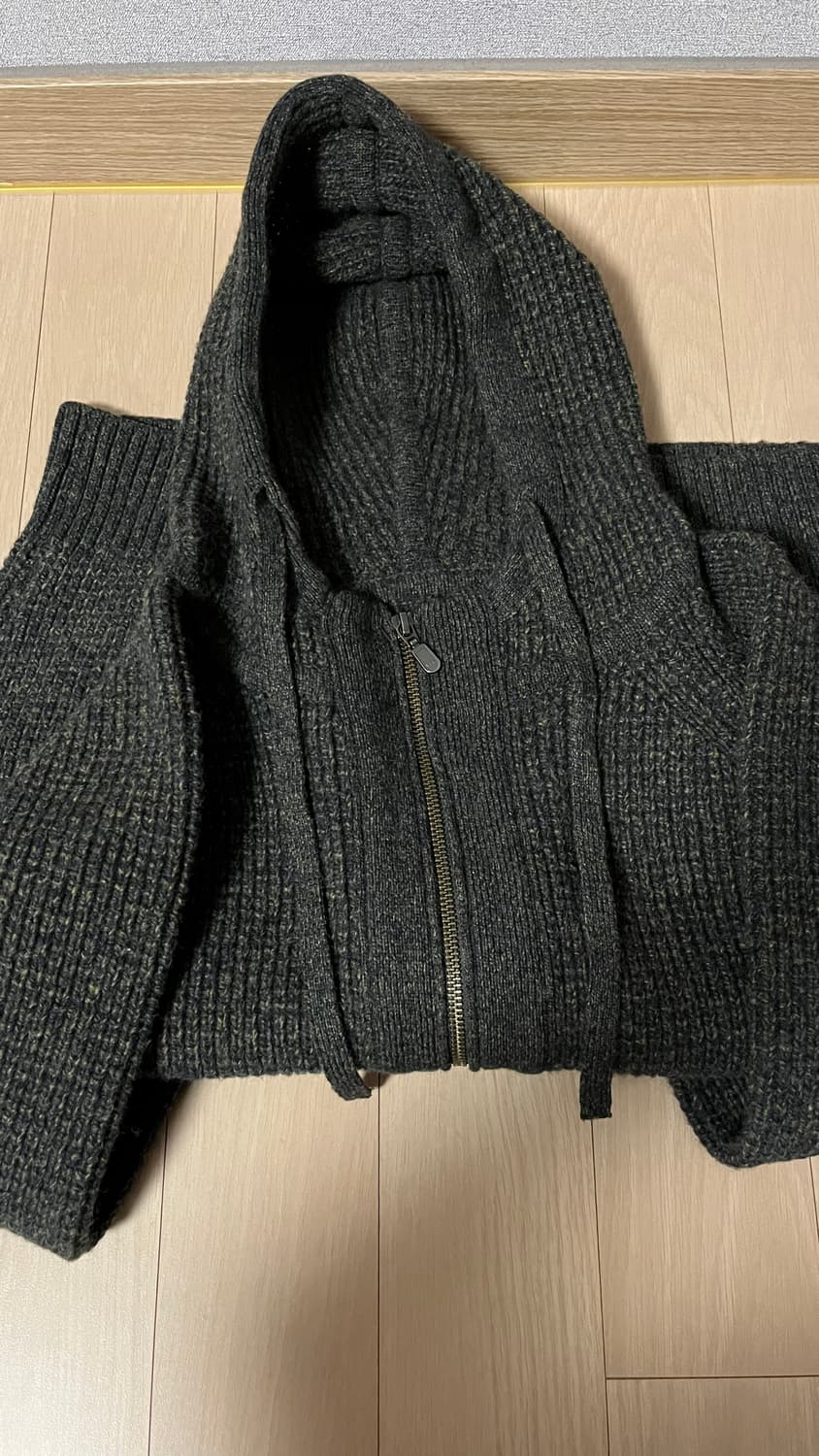 웰빙익스프레스 와플 니트 집업 카키 상품이미지10