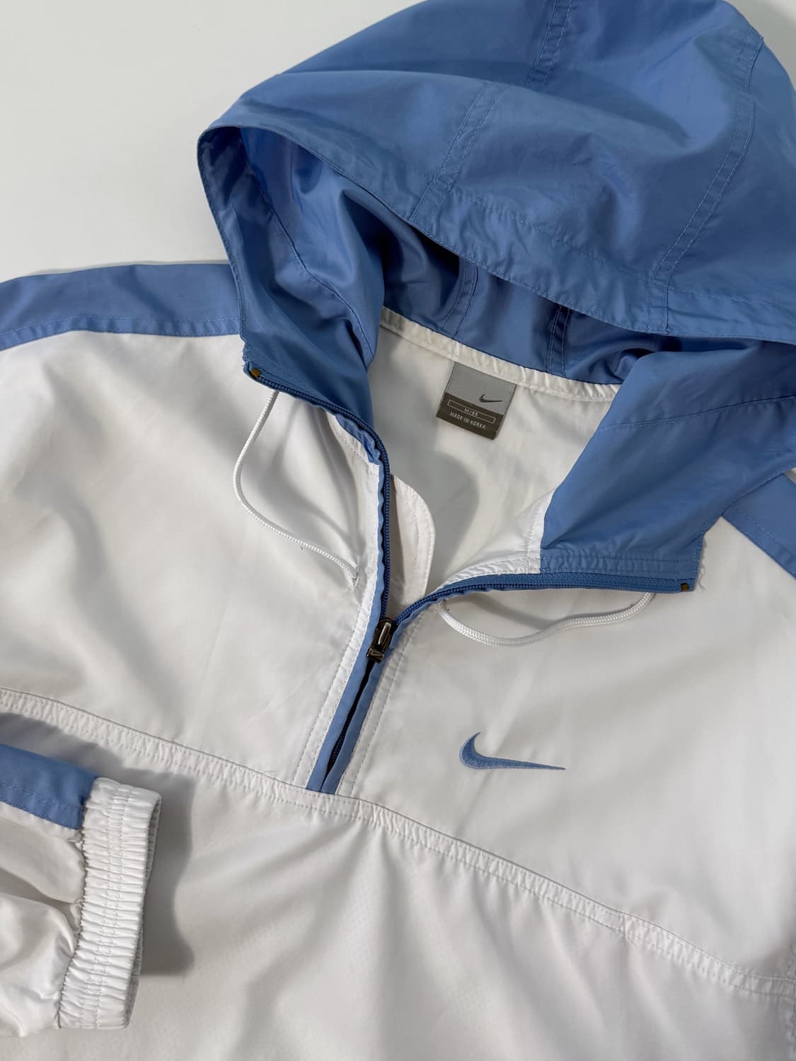나이키 00‘s 루즈핏 흰&하늘 배색 스우시 하프집 아노락 자켓 상품이미지3