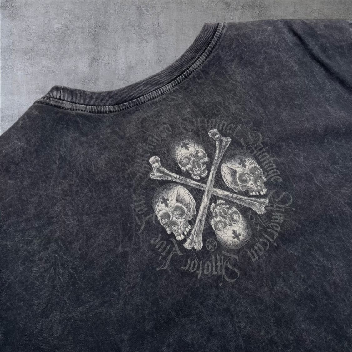 버커루 Buckaroo 차콜 빈티지 스컬 펑크 반팔 티셔츠 XL 상품이미지6
