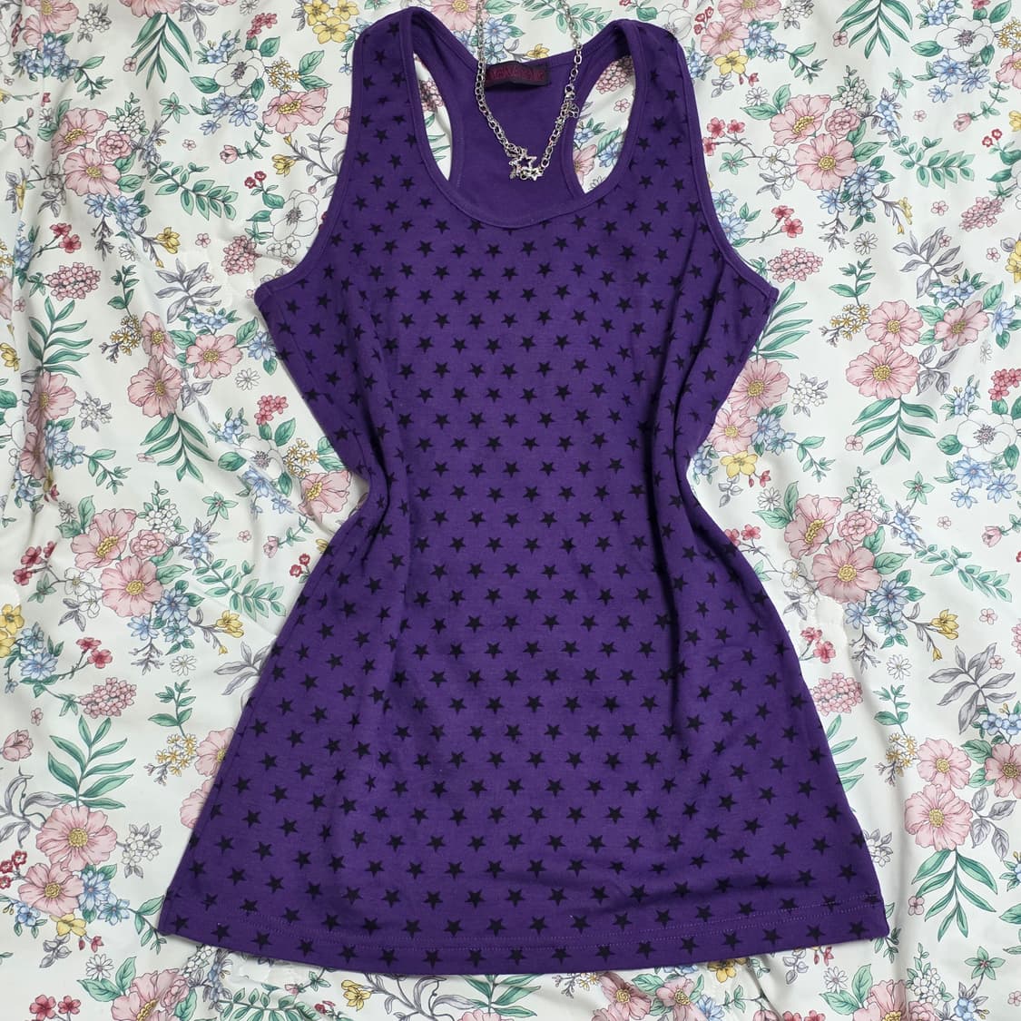 일본빈티지)y2k 오네갸루st 대대장 퍼플x블랙 스타 민소매슬리브리스 상품이미지1