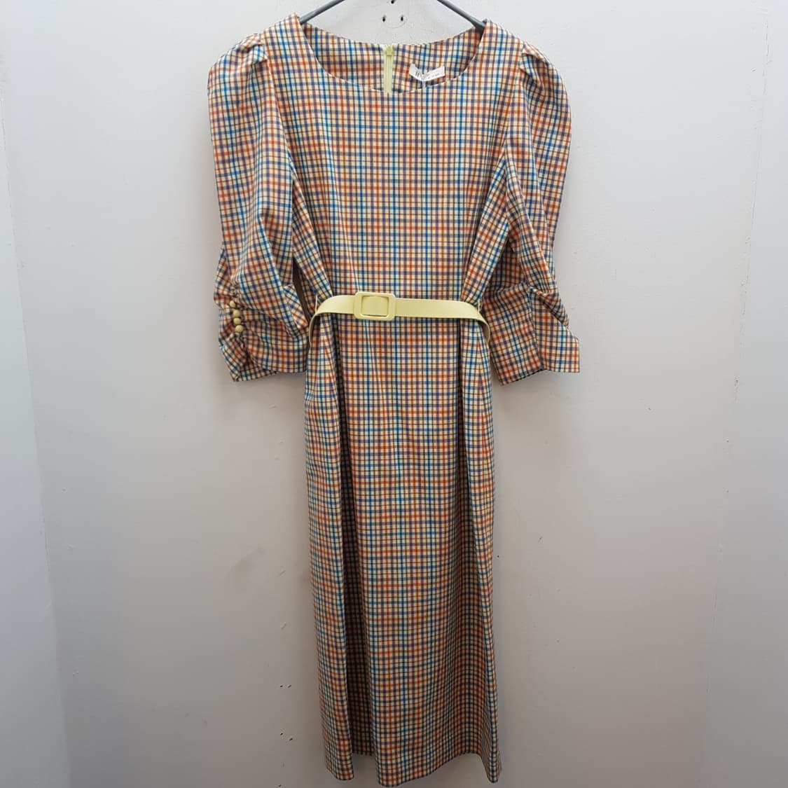 잇미샤 체크 롱 원피스 밸트 세트  상품이미지1