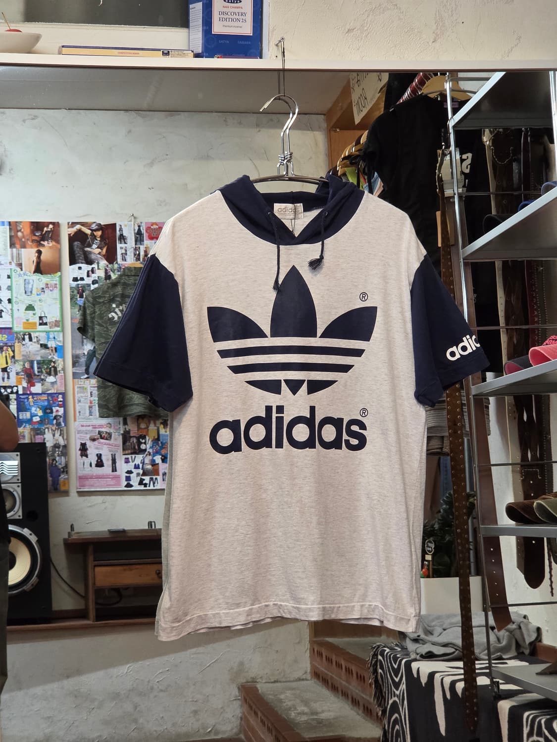 JPN 00S 아디다스 배색 반팔 후드 상품이미지1