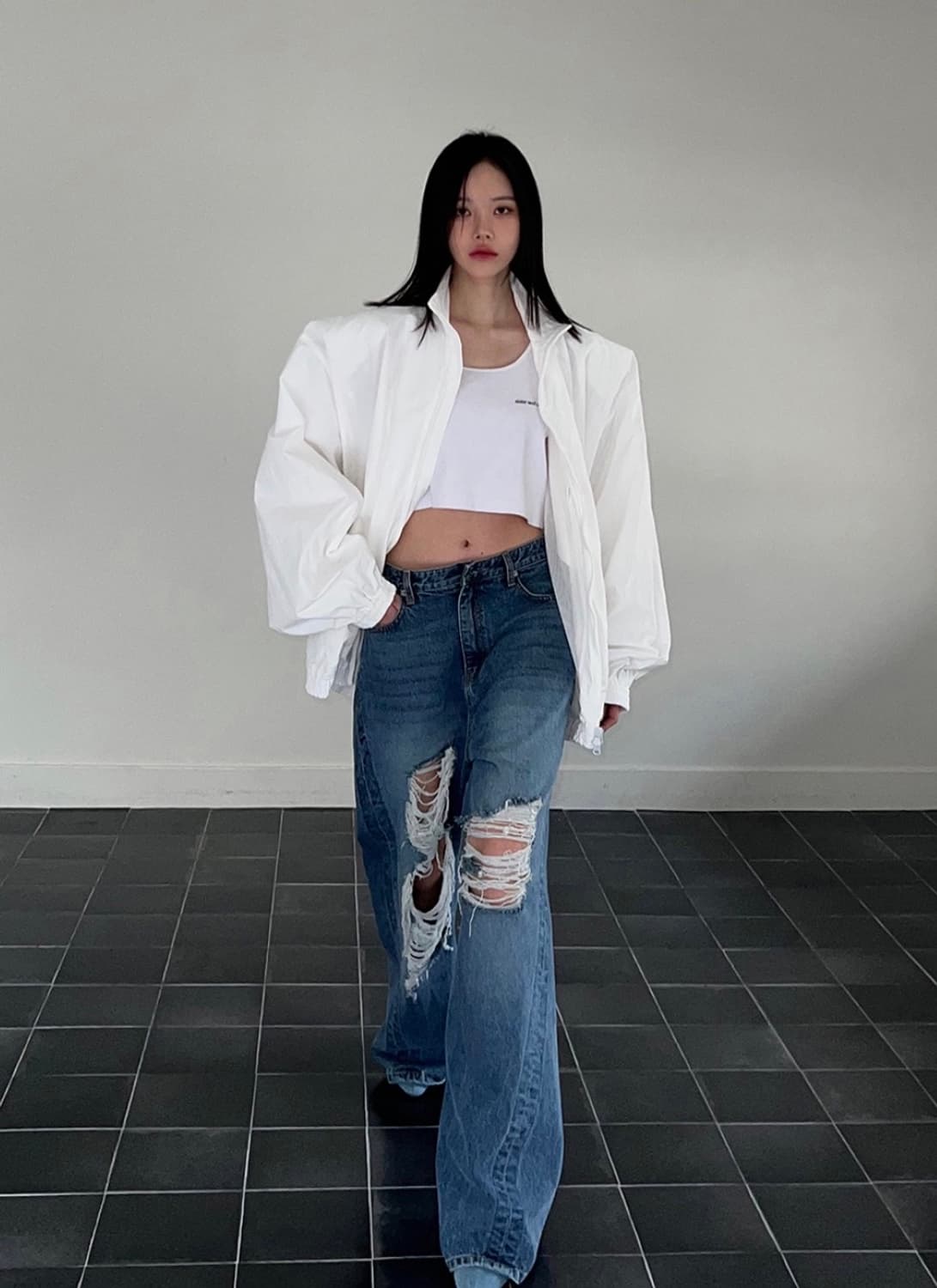 새상품) 랑거 오일러 패드 점퍼 자켓 바람막이 화이트 상품이미지8