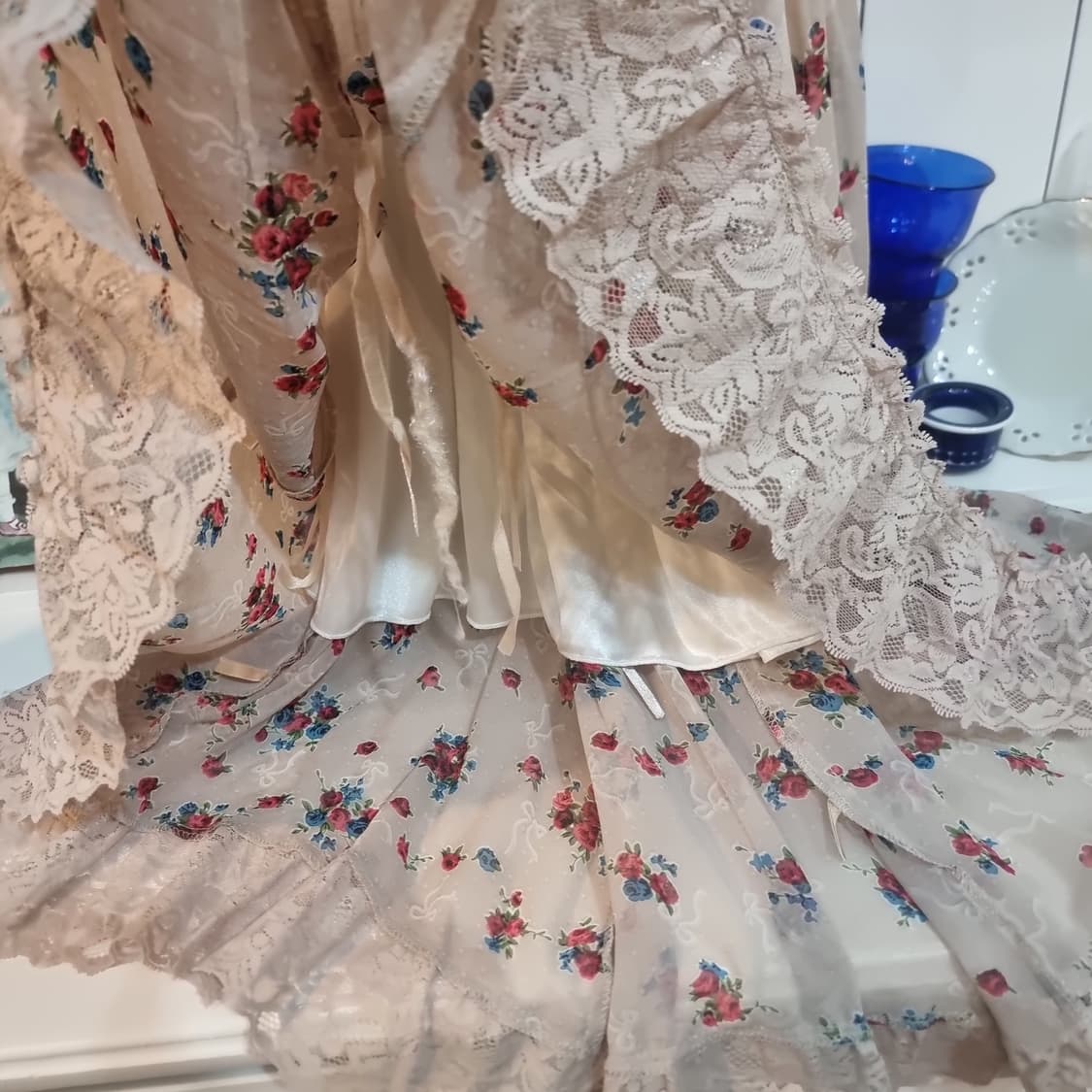 플라워 레이스 쉬폰 캐미솔 원피스 상품이미지5