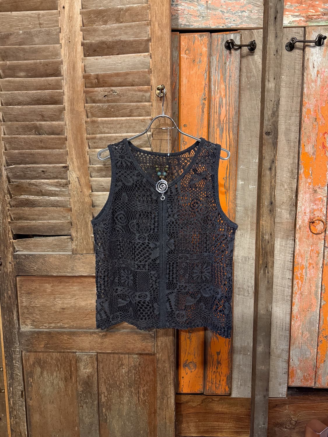 Charcoal Crochet Zip-Up Vest 0072 상품이미지4