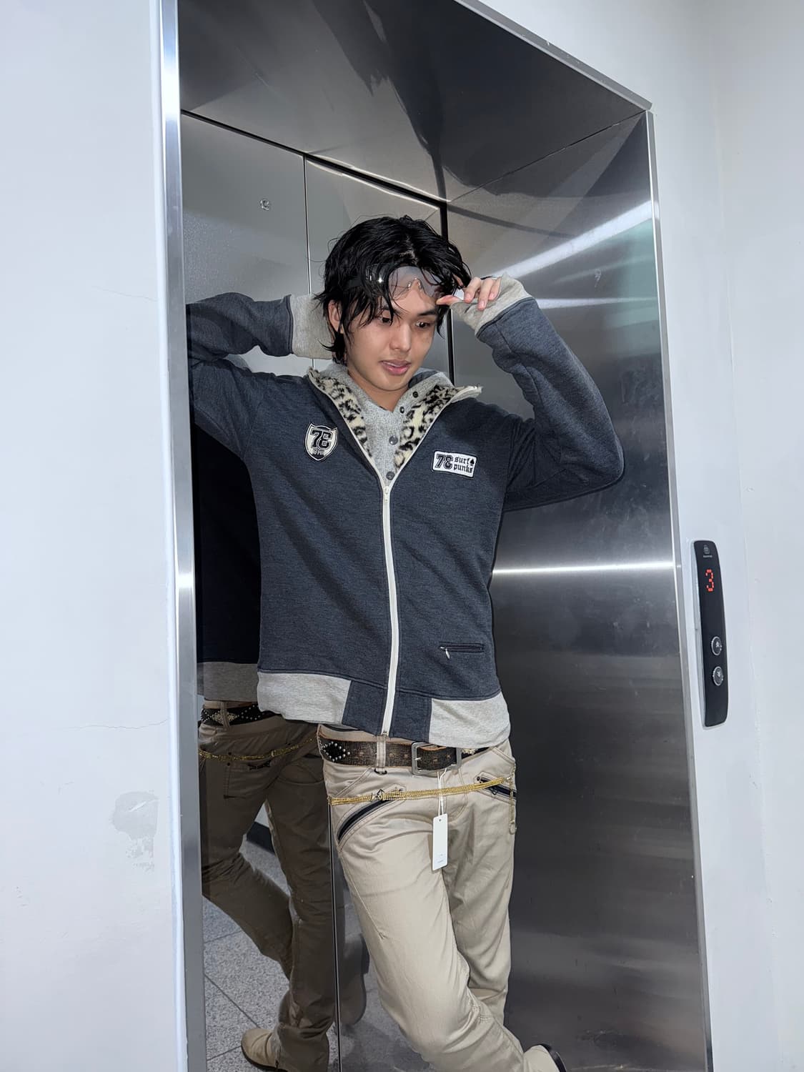 leopard collart sweat zipup jacket 상품이미지3