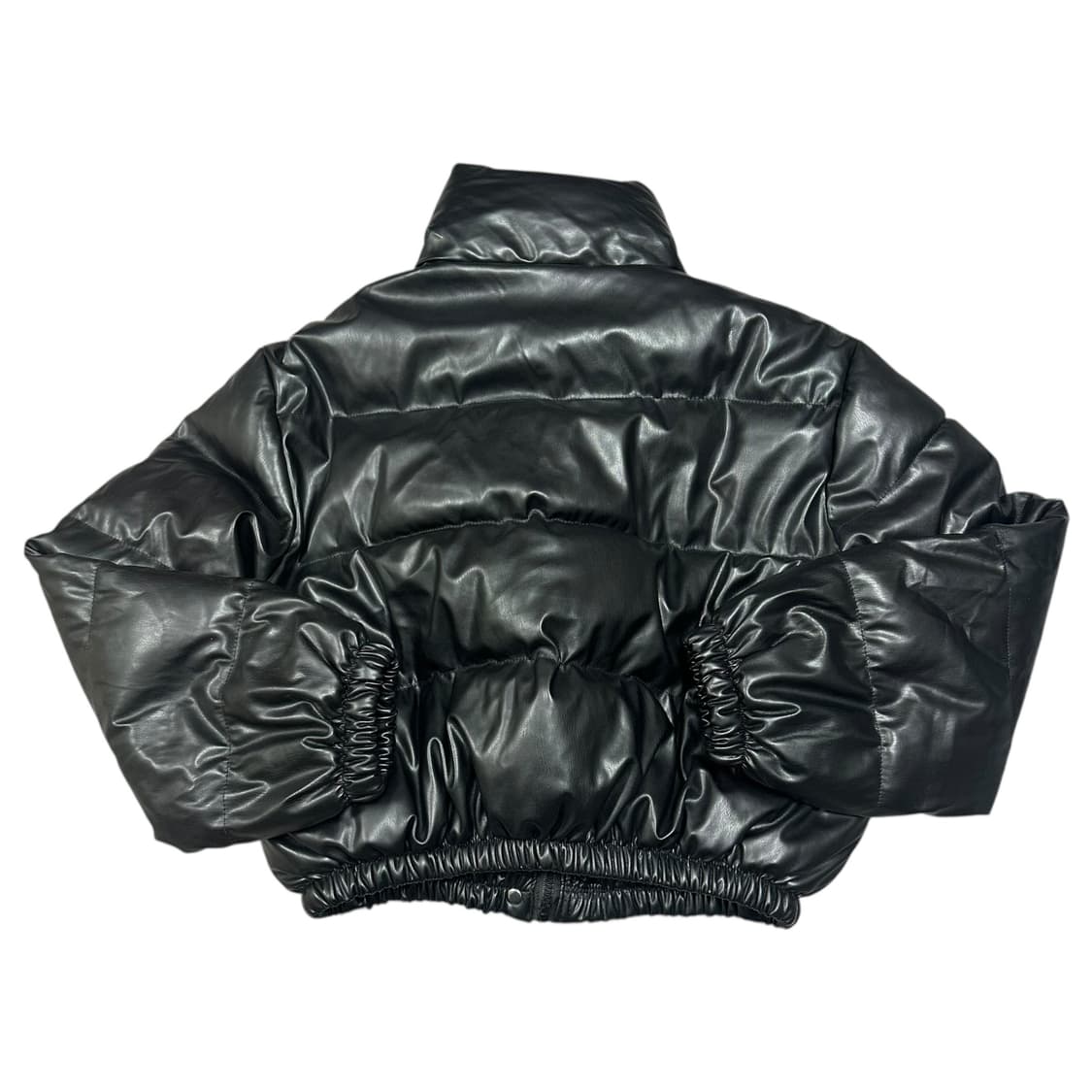 ✨ (바배) 빈티지 블랙 레더 가죽 크롭 숏패딩  상품이미지2