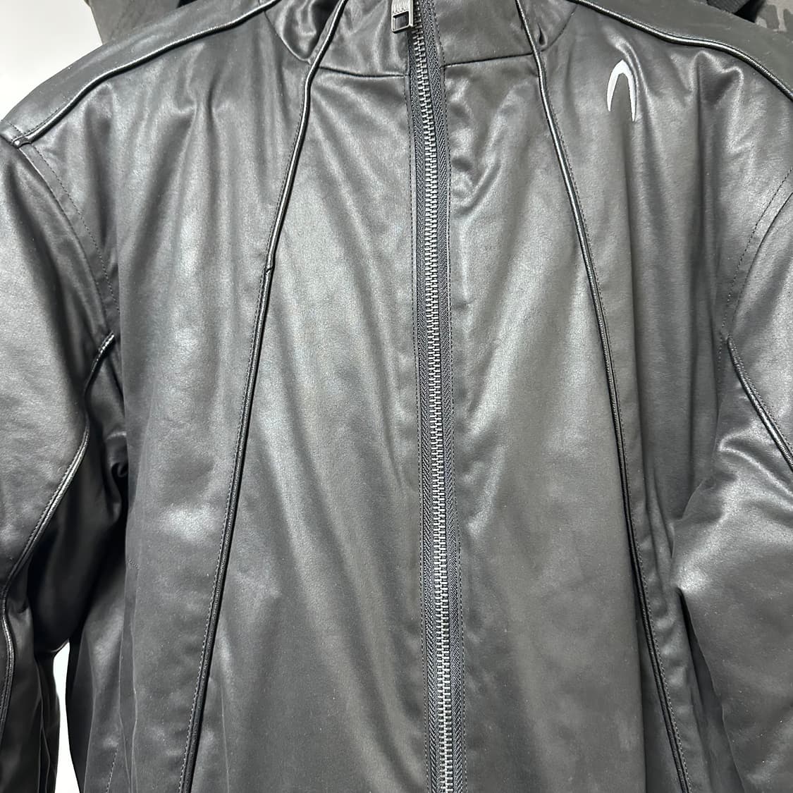 아캄 파이핑 레더 자켓 1 블랙 상품이미지3