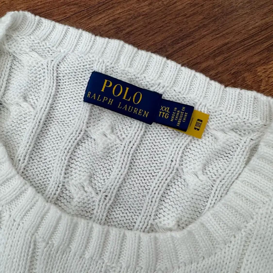 2XL(110) 폴로 랄프로렌 화이트 케이블 라운드 니트  상품이미지4