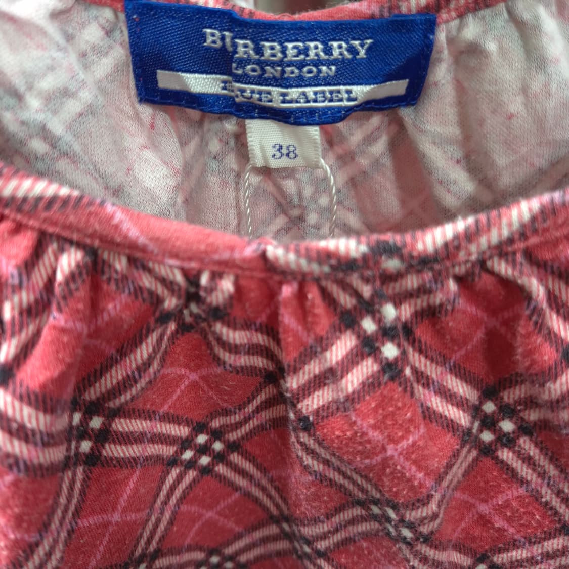 버버리 블루 라벨 핑크 노바 체크 셔링 소매 블라우스 38 상품이미지5