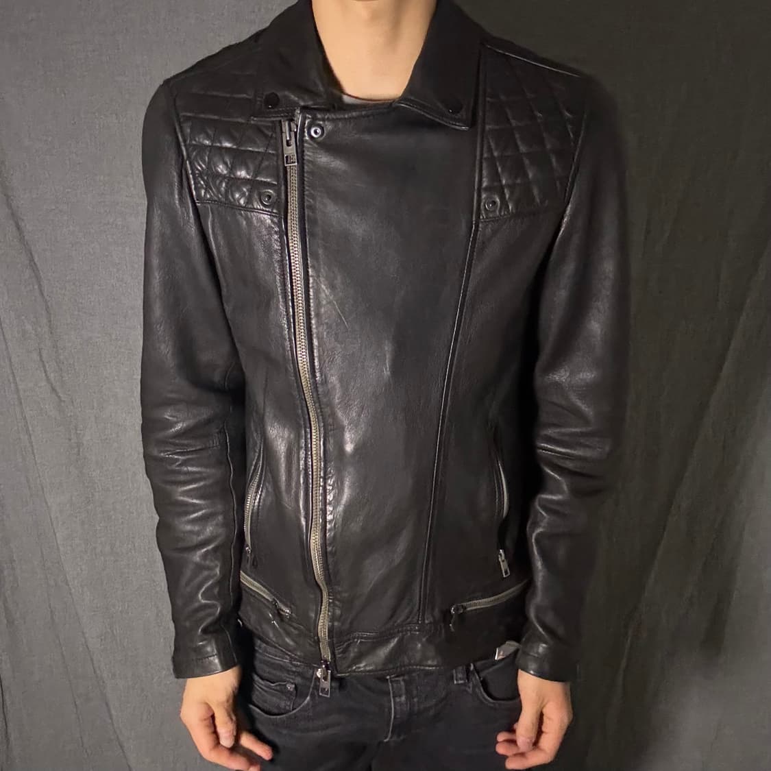 lamb skin quilting leather jacket 상품이미지4