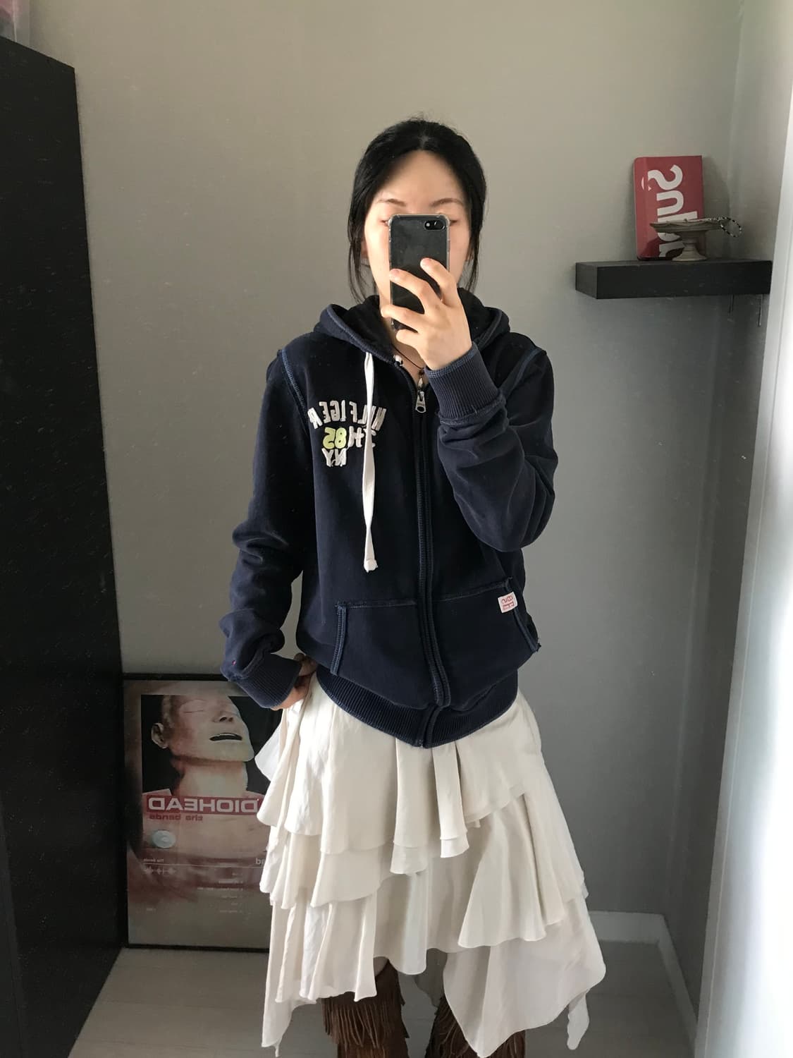 타미힐피거 자수로고 피그먼트 네이비 후드집업 상품이미지2