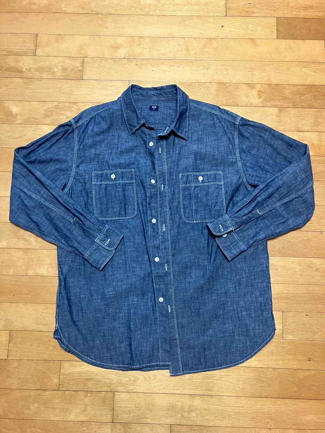 유니클로 샴브레이 워크 셔츠 XL 상품이미지2