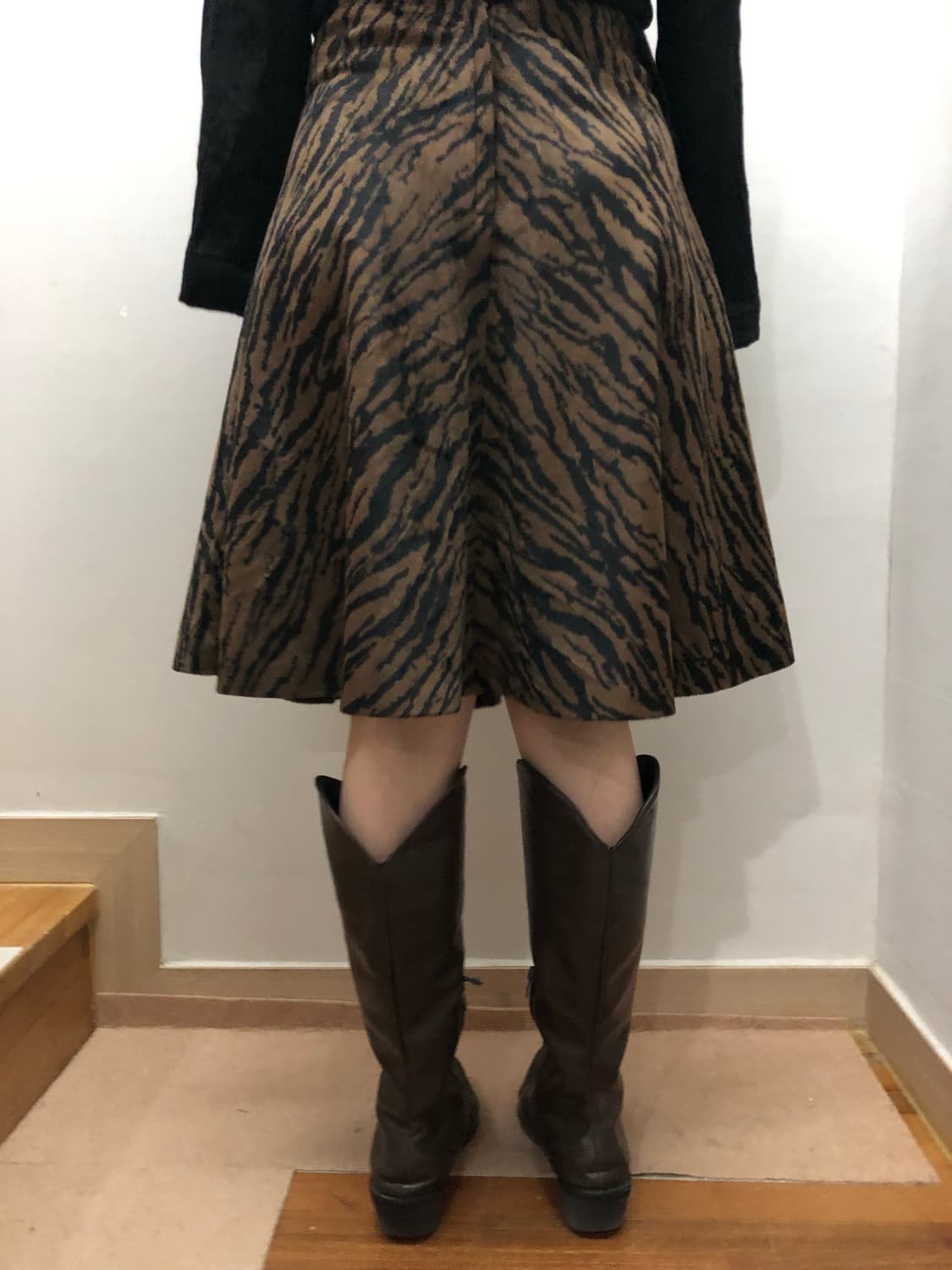 빈티지 브라운 지브라 미디 스커트 상품이미지7