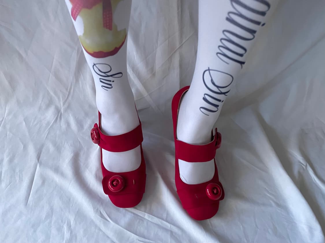 Cherry red button mary janes 상품이미지1