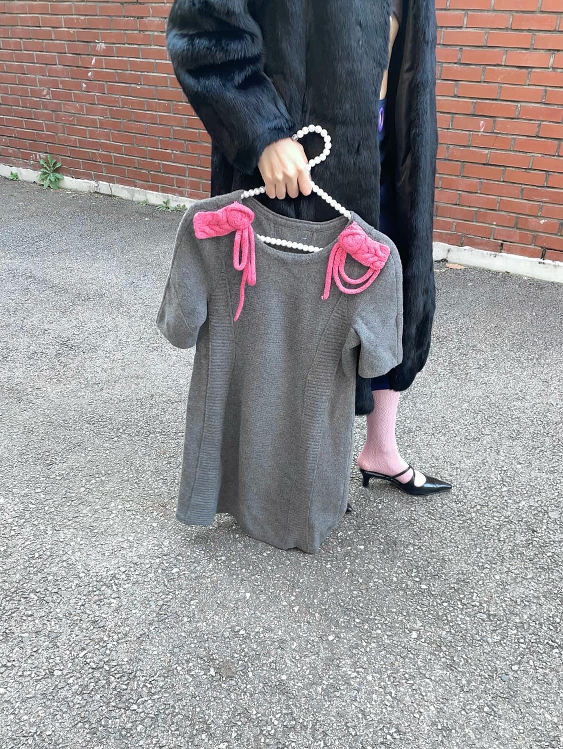 Pink knot wool midi dress 상품이미지3