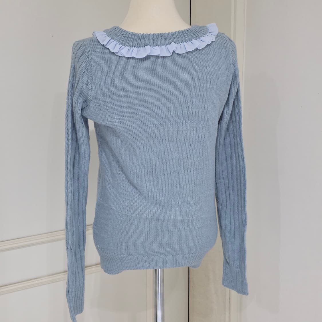 일본빈티지)블루모리걸st 프릴넥 히메갸루깔 로맨틱 니트 상품이미지4