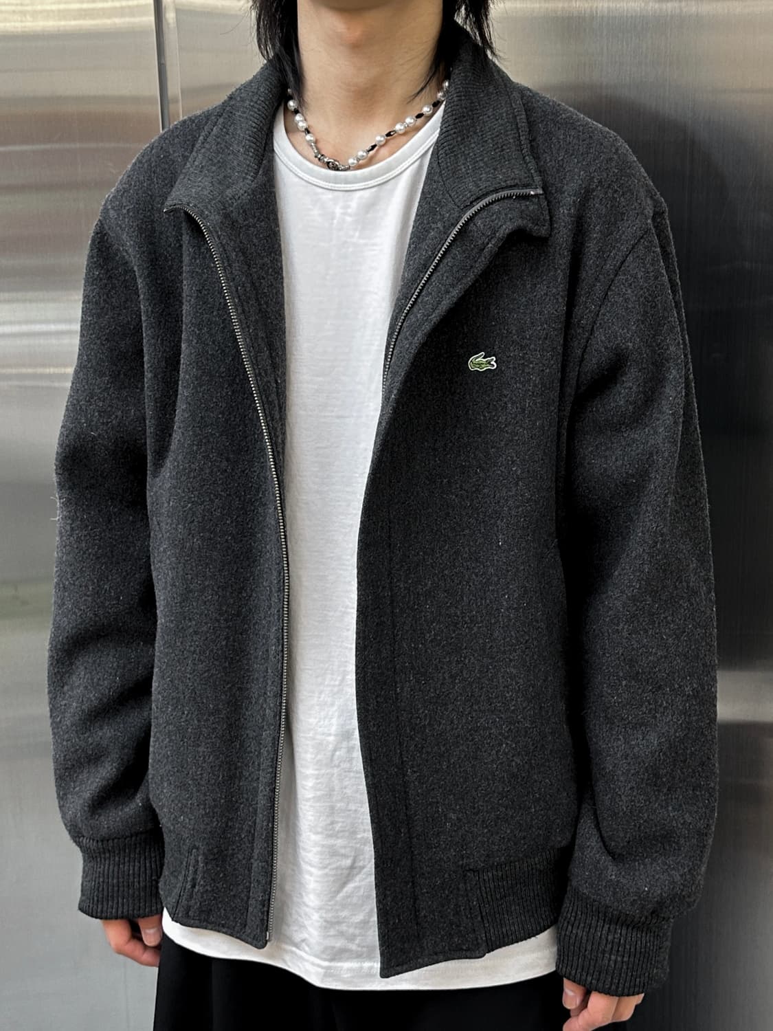 라코스테 90‘s 베이직 챠콜 울 블루종 상품이미지2