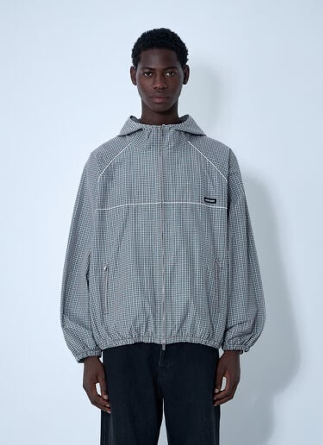 (새제품) 미우미우 miu miu 체크 테크니컬 패브릭 봄버 재킷 48 상품이미지6