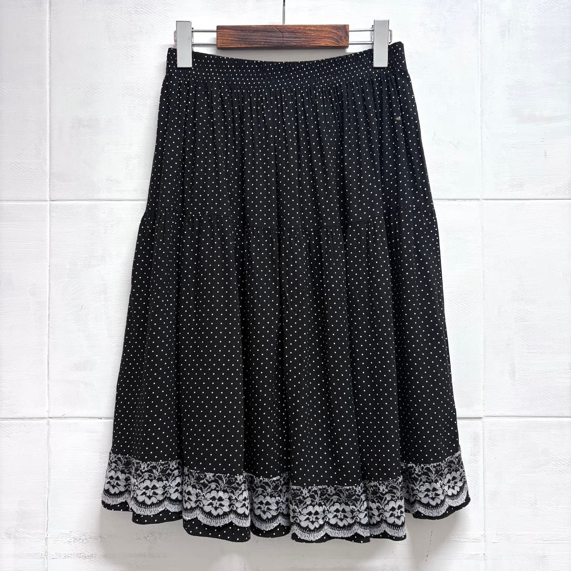 블랙 도트 레이스 페어리 키치 미디 스커트 JPN 상품이미지1