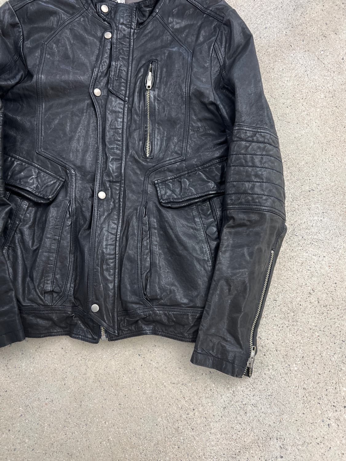 빈티지 램스킨 하이넥 바이커 레더 자켓 상품이미지8