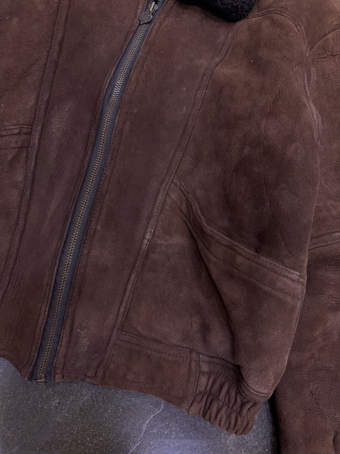 라인 어페럴 양가죽 양털 빈티지 무스탕 자켓 브라운 L 상품이미지4