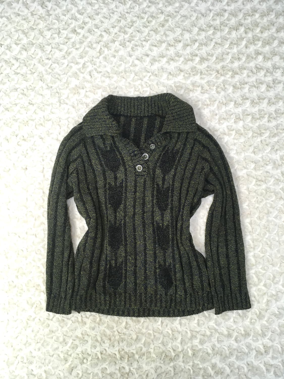 jpn vintage khaki stripe tulip knit 상품이미지1