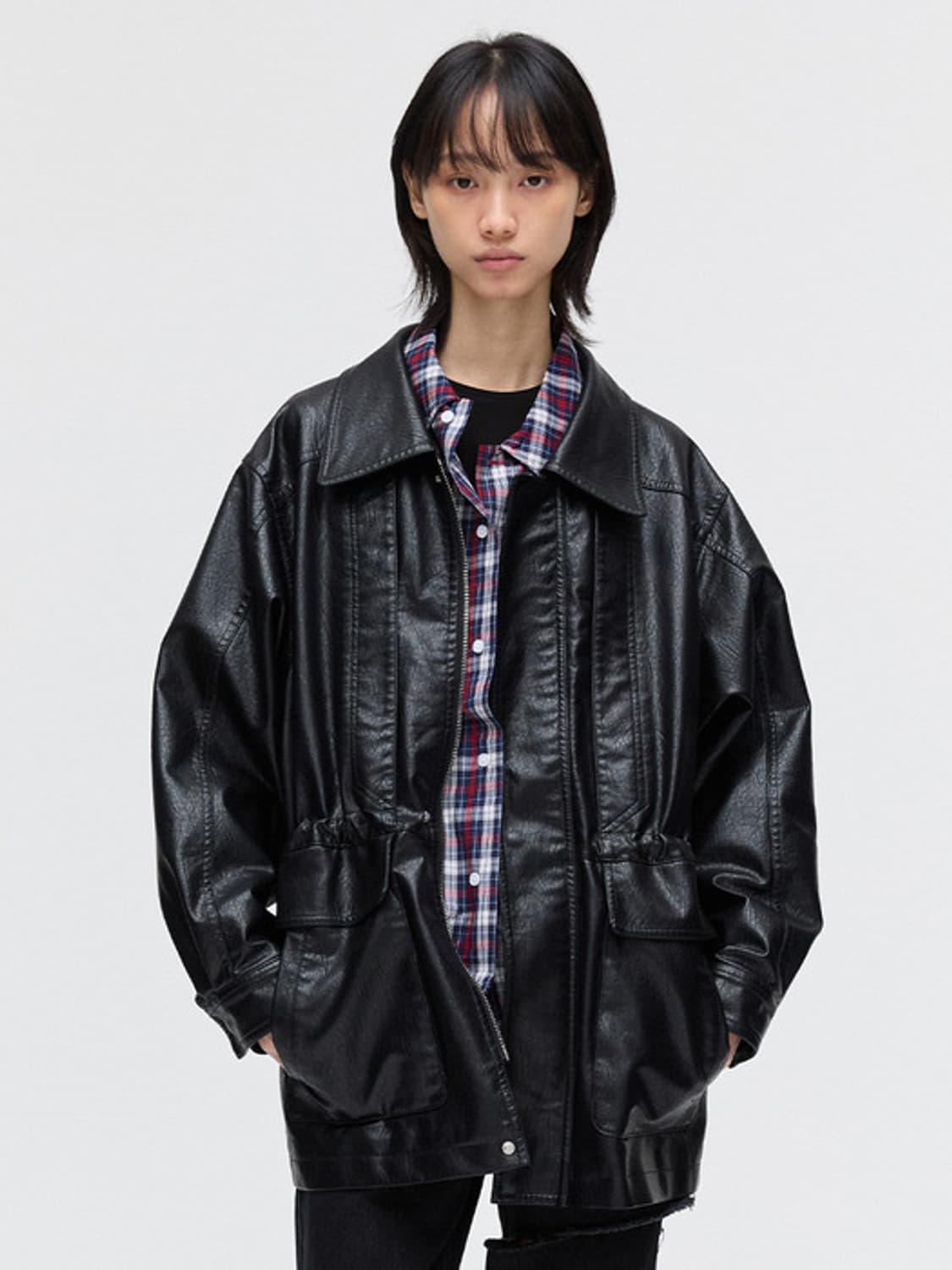 (구해요) 플리즈프로젝트 비건레더미들자켓 상품이미지1