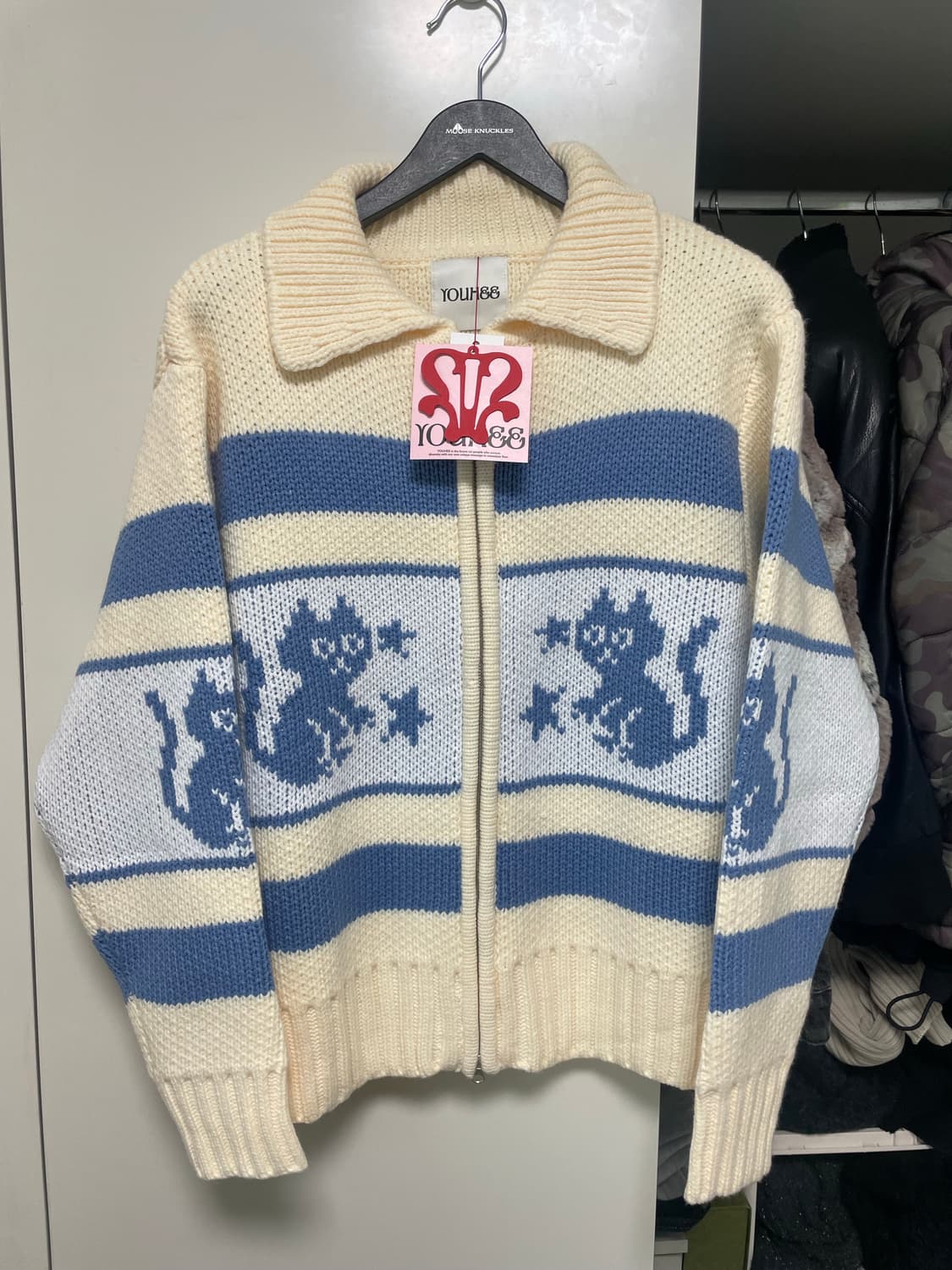 유희 고양이 니트 집업 (새상품) 상품이미지7