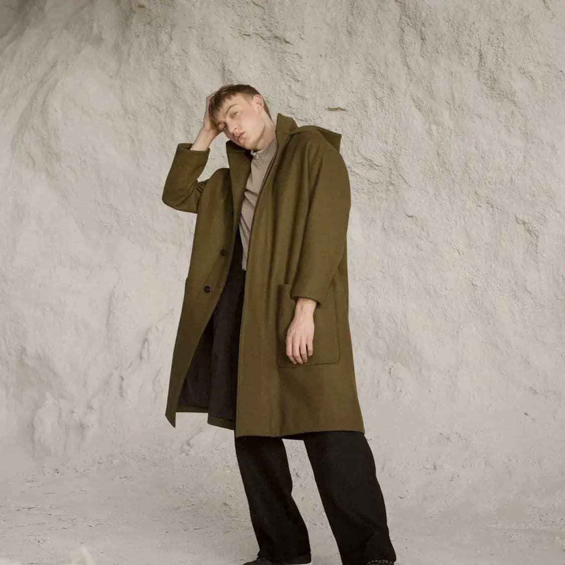스튜디오 니콜슨 X 글로버올 후드 오버사이즈 울 후디드 코트 L사이즈 상품이미지3