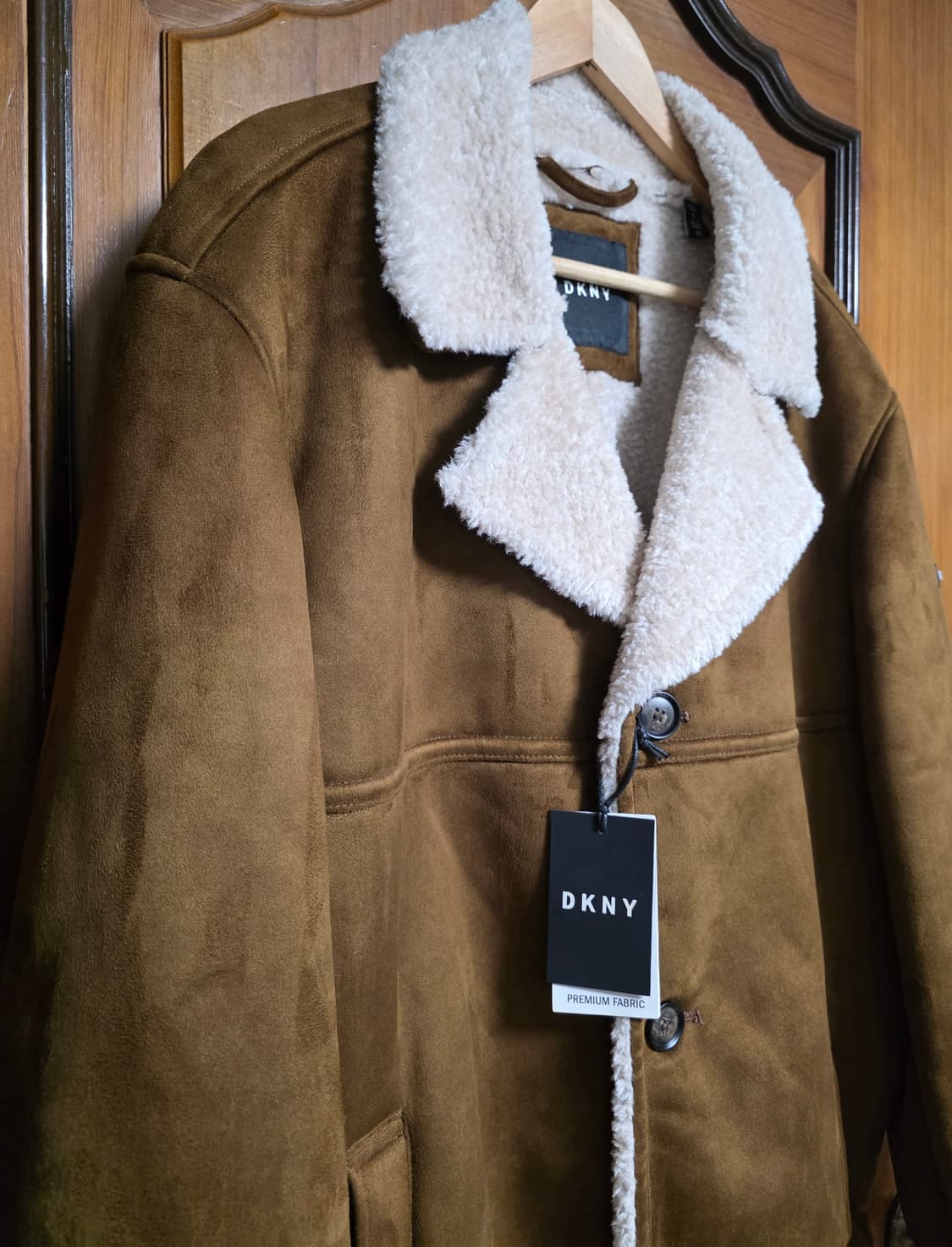 DKNY 프리미엄 비건 무스탕 XL 새상품 브라운 합피 코트 자켓 물세탁 상품이미지6