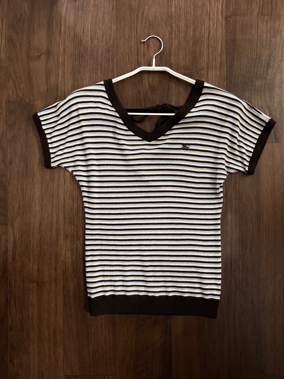 버버리 스트라이프 리본 반팔 니트 상품이미지1