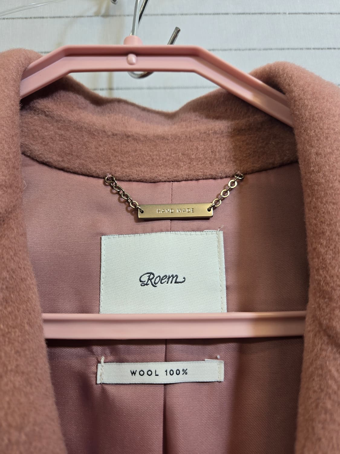 로엠 핸드메이드 울100%피치색상 벨트 울 코트 상품이미지2