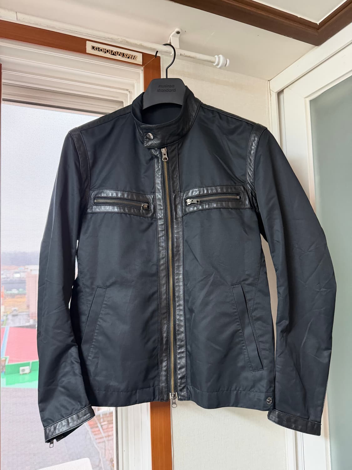 leather poly biker jacket 상품이미지1