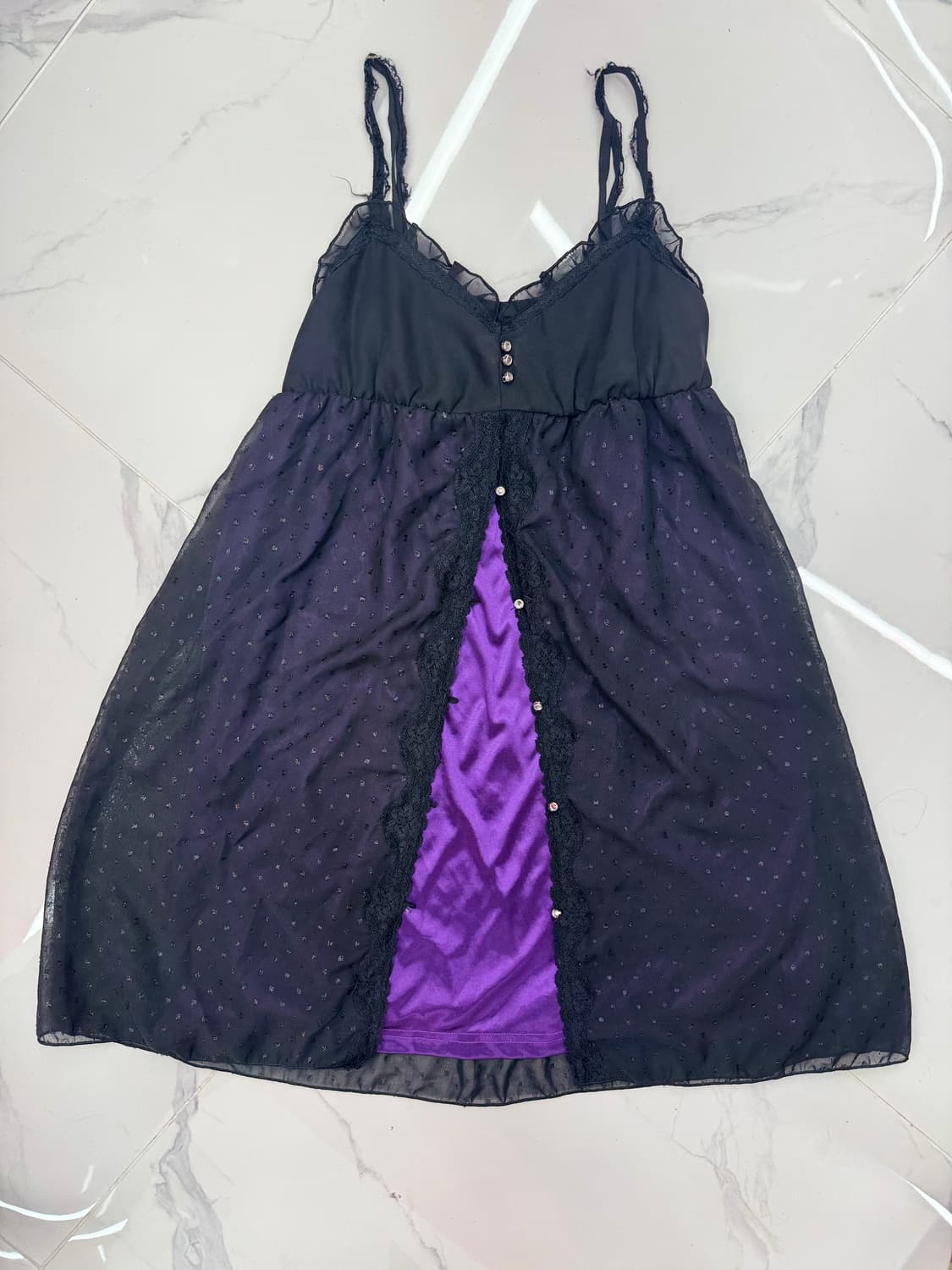 •Japanese vintage 블랙/퍼플 비즈 슬립 원피스 상품이미지1