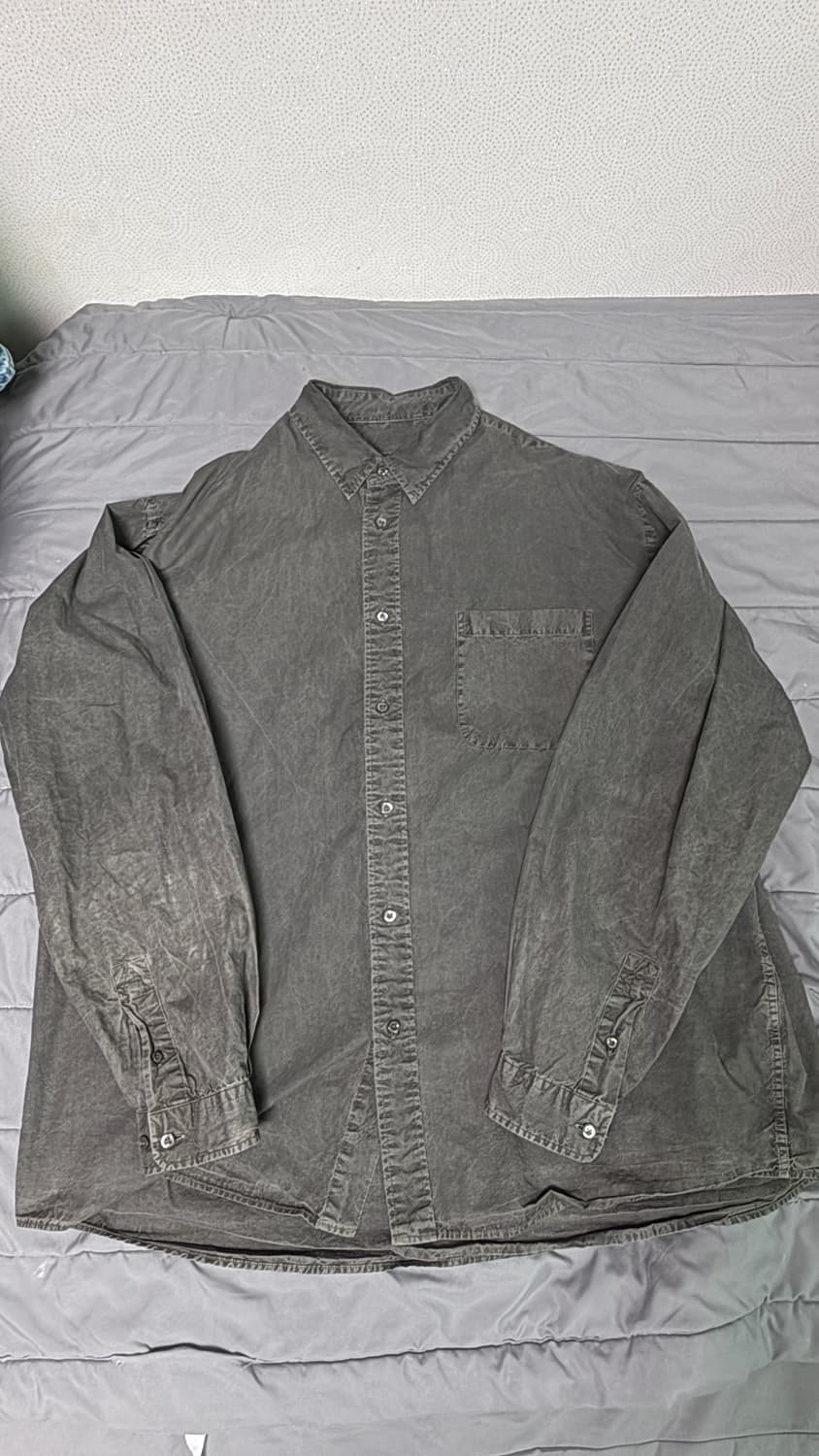 러프사이드 가먼트다잉 워시드 셔츠 차콜 4 상품이미지1