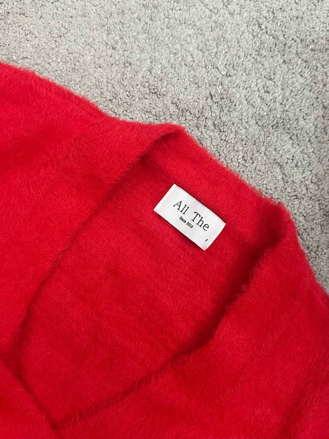 [All The] 앙고라 브이넥 가디건 - 레드 상품이미지3