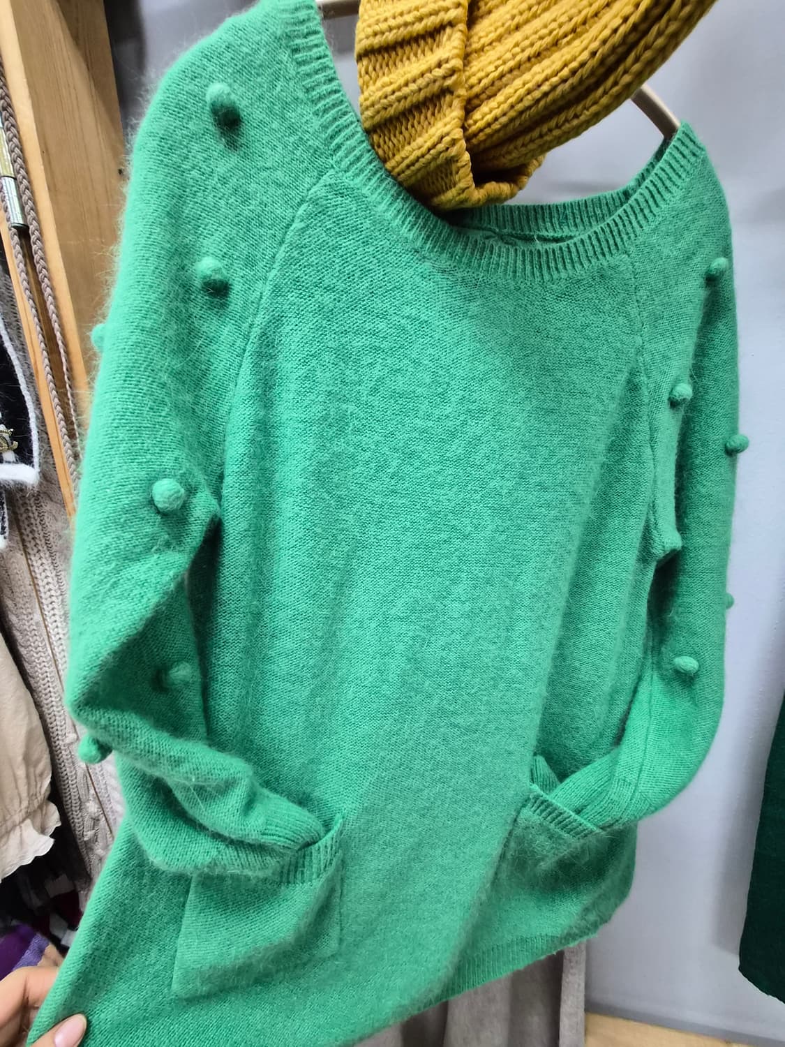 그린 백리본 포켓니트. 캐시미어 100% 니트스커트 상품이미지3