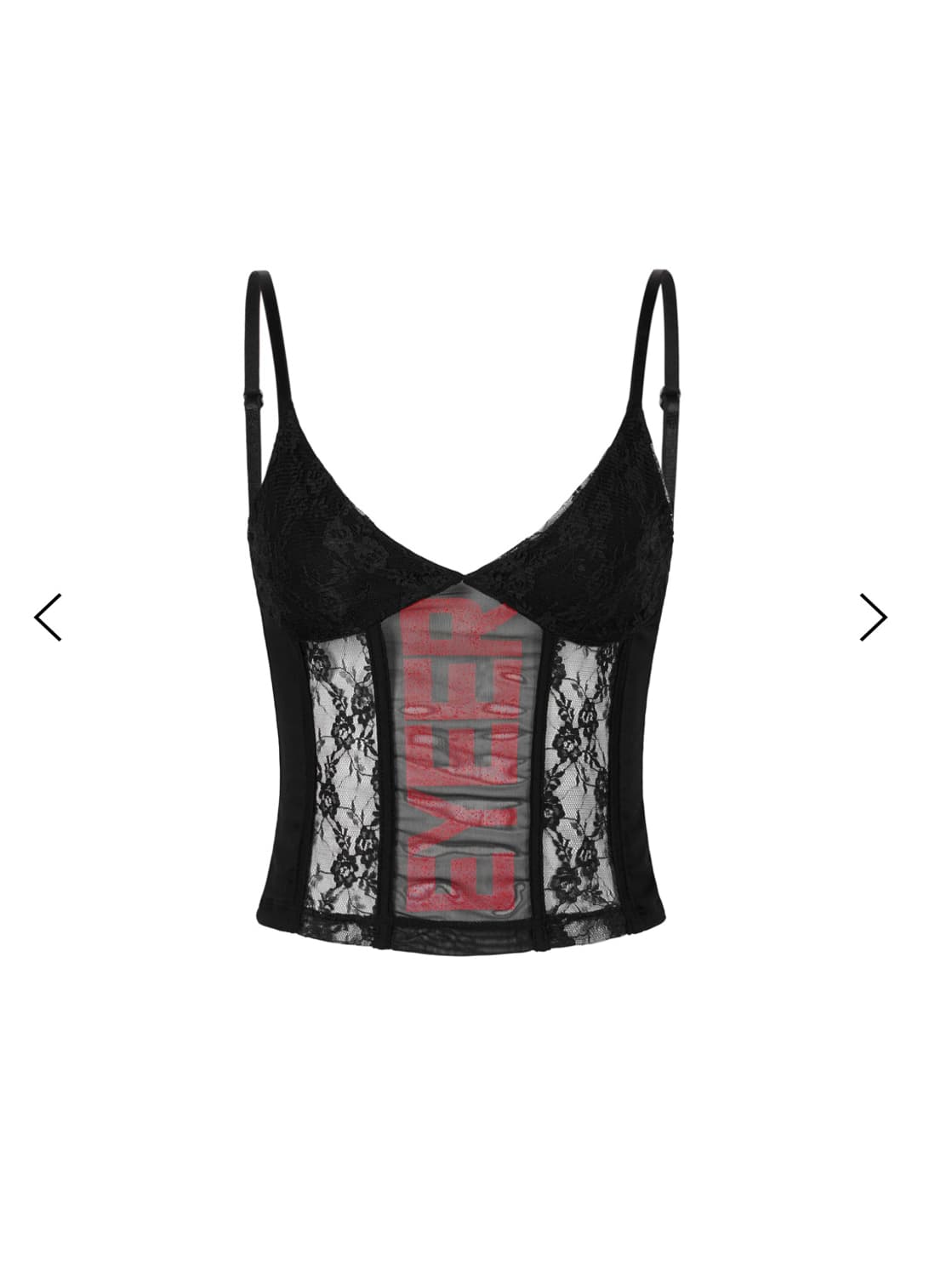 Eyeer Cami Lace String Top - Black 슬리브 상품이미지1